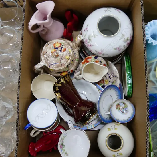 BOX LOT MIXED CHINA CROWN DEVON JUG ETC