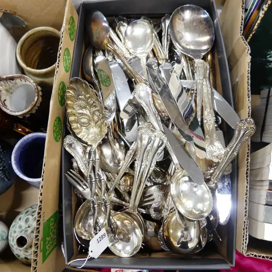 BOX LOT SILVER PLATE CUTLERY
