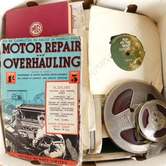 BOX LOT VINTAGE MOTORING MAGAZINES; MANUALS ETC