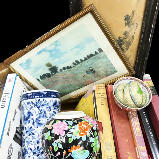 BOX LOT ASIAN ART BOOKS, CHINESE CERAMICS ETC