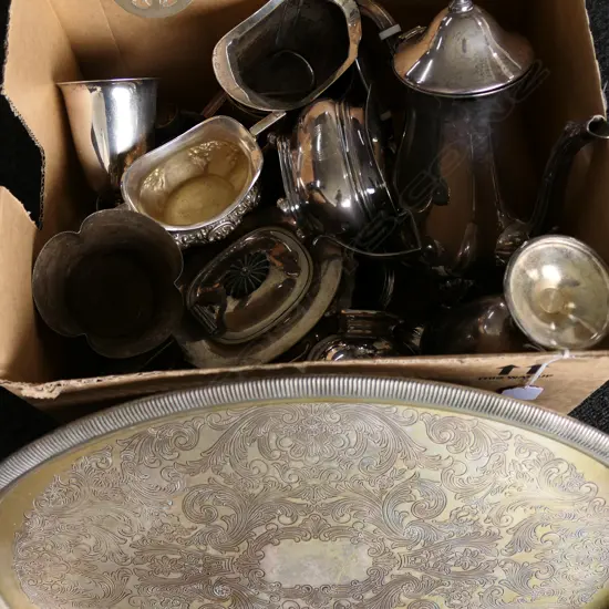 ASSTD OLD SILVER PLATE ITEMS