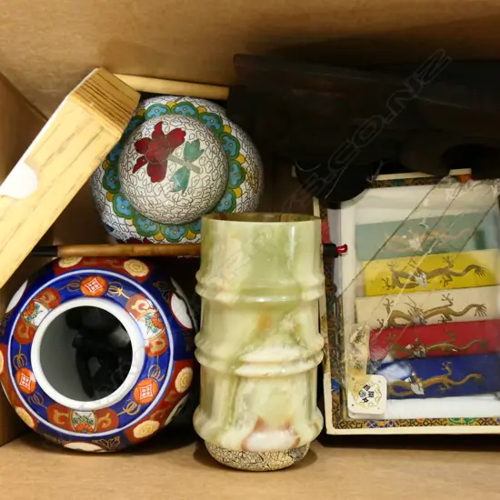 BOX ASST. ORIENTAL PCES INCL. OPIUM SCALES & WEIGHTS