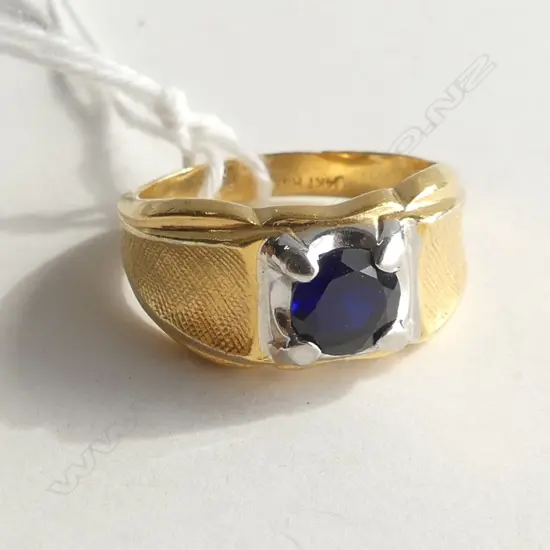 14K PLATED &  SYNTHETIC SAPPHIRE