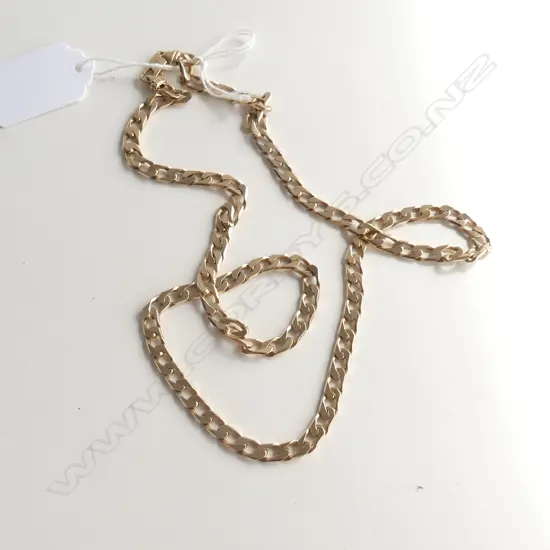 9CT GOLD FLAT CURB LINK CHAIN 34gm