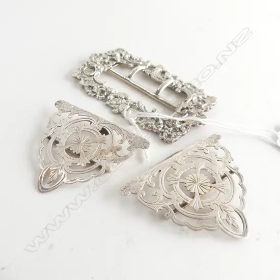 2 STG SILVER BELT BUCKLES; B'HAM 1908 + OTHER 55 GRAMS