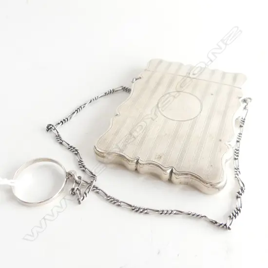 STG SILVER CARD PURSE G. LOVERIDGE B'HAM 1913 80 GRAMS