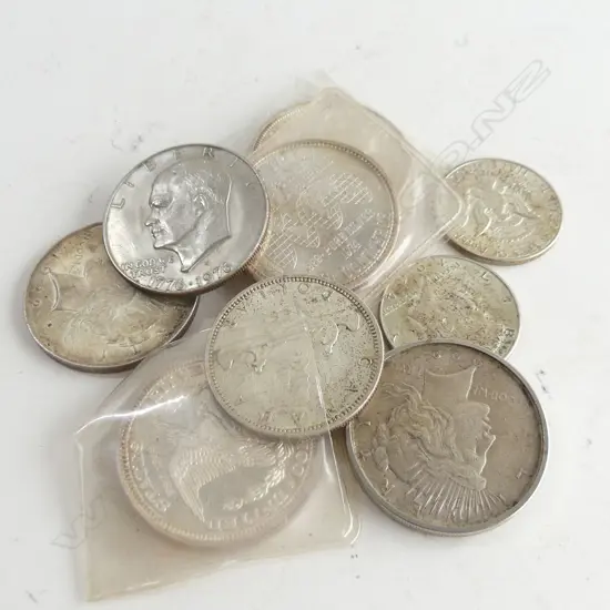 3 TROY OUNCE PURE SILVER TOKENS + 6 US / CANADIAN COINS...