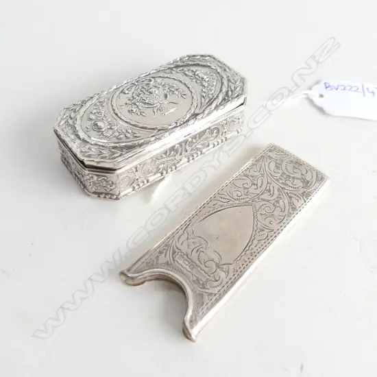 2 PCES STG SILVER; PILL BOX & COMB COVER 54 GRAMS