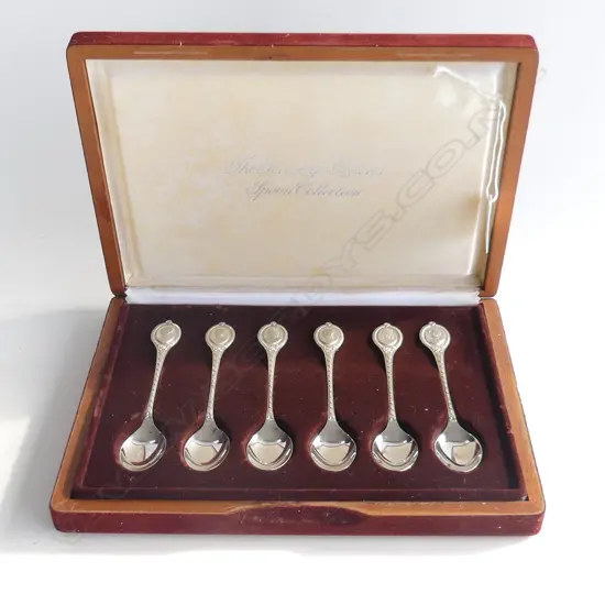 BOXED SET 6 STG SILVER 'THE SOVEREIGN QUEENS' SPOON COLLECTION  149GMS