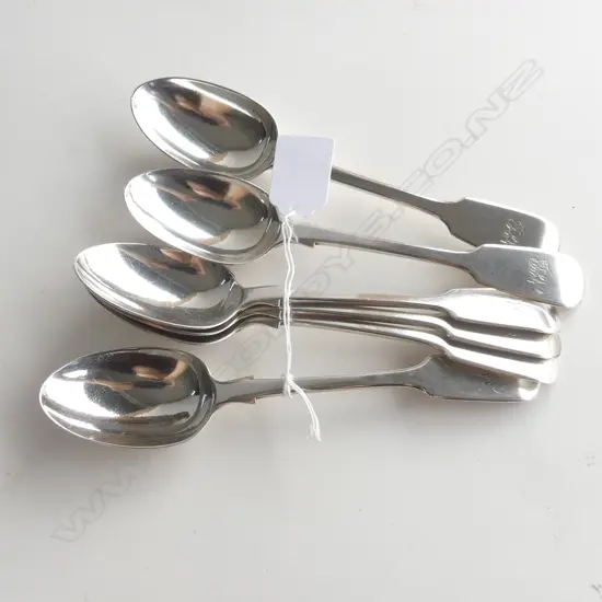 6 STG SILVER DESERT SPOONS LONDON 1863 323 GRAMS