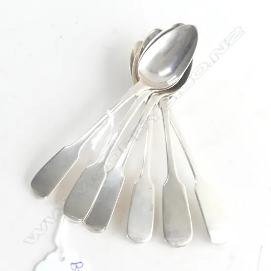 6 STG SILVER FIDDLE PATTERN TEA SPOONS ROBERT HENELL II LONDON 1830 80 GRAMS
