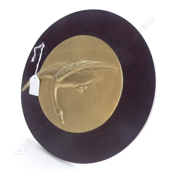 BRONZE FLYING BIRD ART PLAQUE SIGNED W250MM