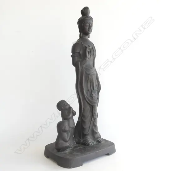 LGE OLD ORIENTAL BRONZE OF A KANNON/FEMALE GODDESS H.623mm