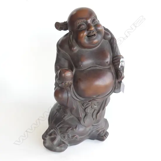 LGE OLD JAPANESE BIZEN KILN HOTEI DEITY STATUE H445MM