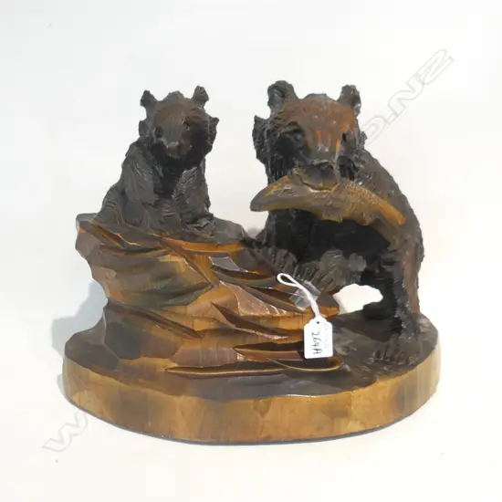 VINTAGE JAPANESE CARVED BEARS, SIGNED –390 X 330MM