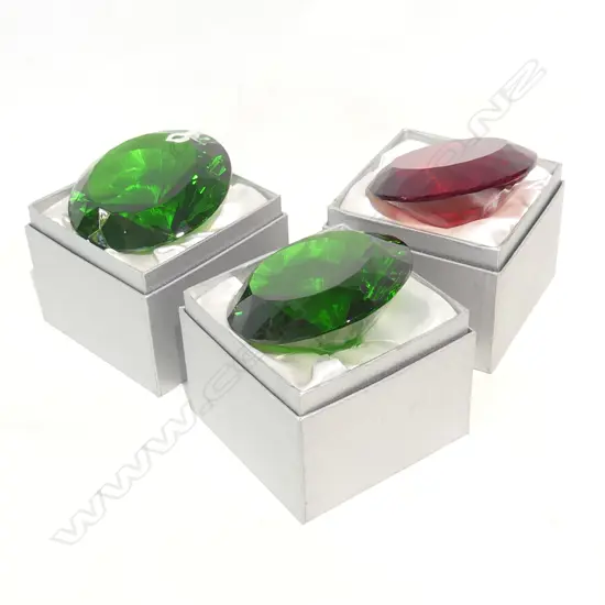 3 ART GLASS PAPERWEIGHTS 