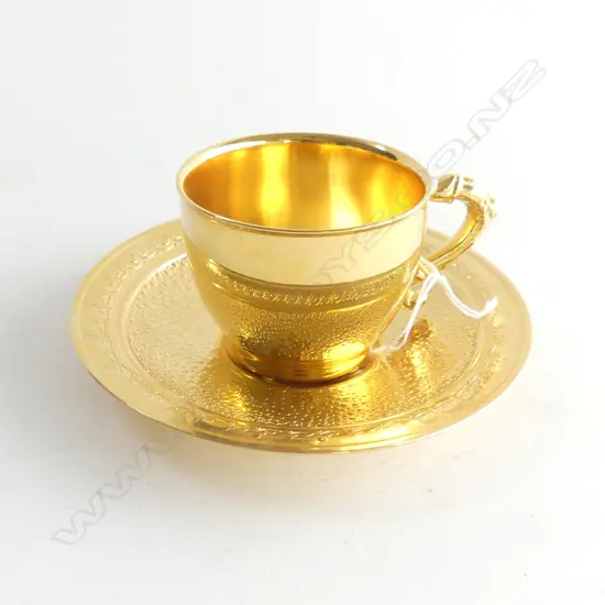 24CT GOLD PLATED CUP & SAUCER STAMPED 24K.P.
