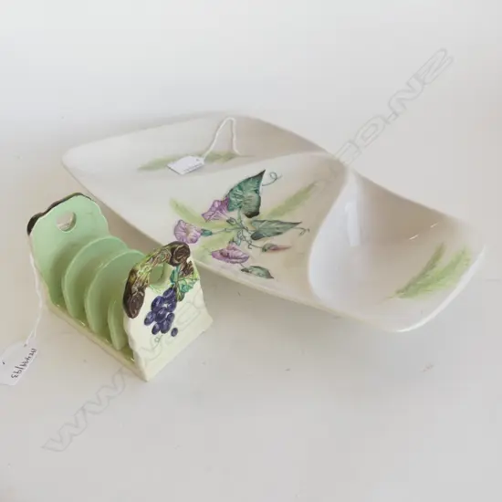 CARLTONWARE GRAPE TOASTRACK & FLORAL HORS D'OUVRES  DISH 