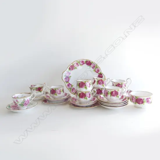 25 PCES ASST. ROYAL ALBERT; 21 PCES OLD ENGLISH ROSE (6 TRIOS + ETC) + 2 C/S