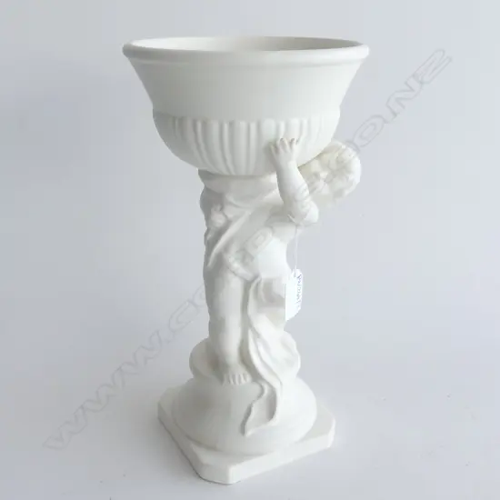 WHITE SLIP CAST CHERUB VASE H.300mm