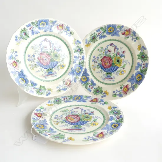 3 MASONS STRATHMORE SALAD PLATES 225mm dia AF...