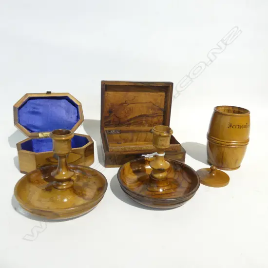 4 OLIVE WOOD HOLYLAND SOV BOXES 140MM