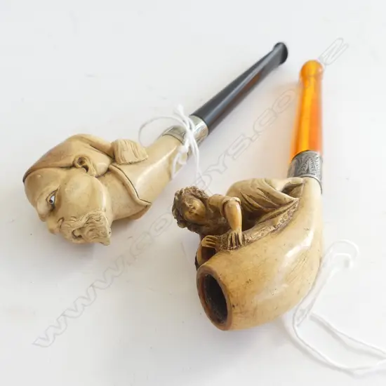 2 SMALL UNCASED MEERCHAUM PIPES LADY & GENT 130MM
