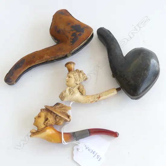 2 CASED MEERCHAUM PIPES LADY PROFILES 14115MM