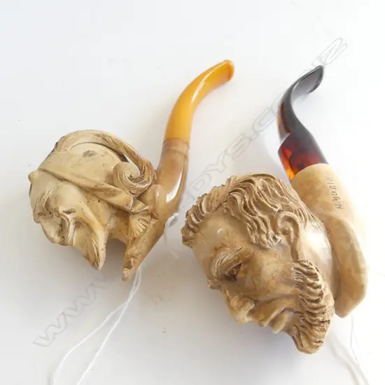 2 UNCASED MEERCHAUM PIPES 2 GENTS 130 & 140MM