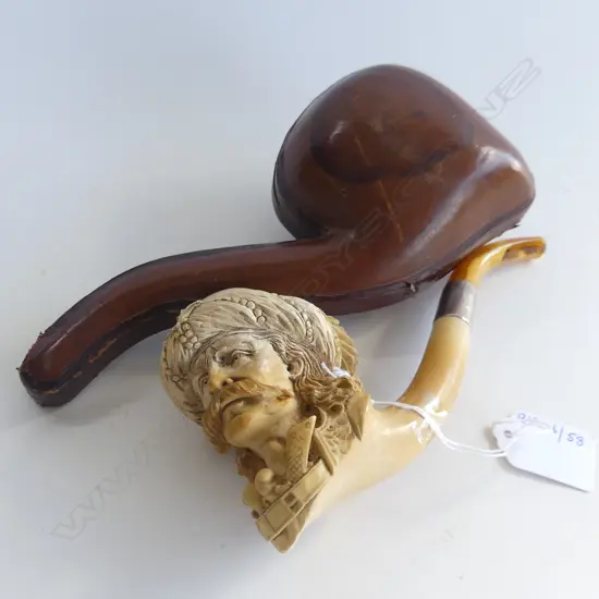 LARGE CASED MEERCHAUM PIPE GENT IN TURBAN 200 MM