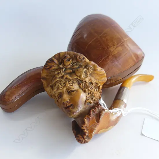 LARGE CASED MEERCHAUM PIPE LADY PROFILE 160MM