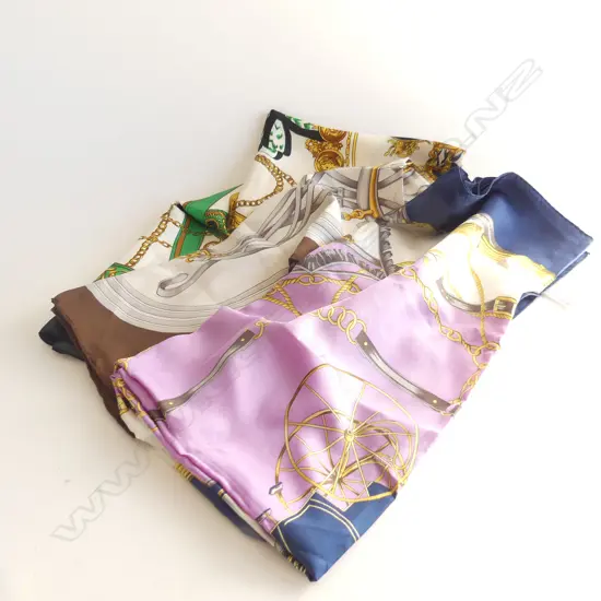 3 LG VINTAGE SILK SCARVES 