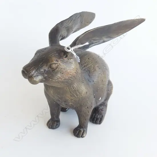 BRONZE HARE, EARS DOWN H. 190MM
