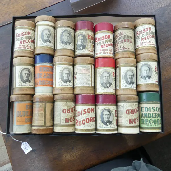 21 EDISON PHONOGRAPH CYLINDER RECORDS IN ORIG. BOXES