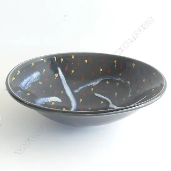 PETER LANGE BLACK BOWL coloured highlights 210mm dia