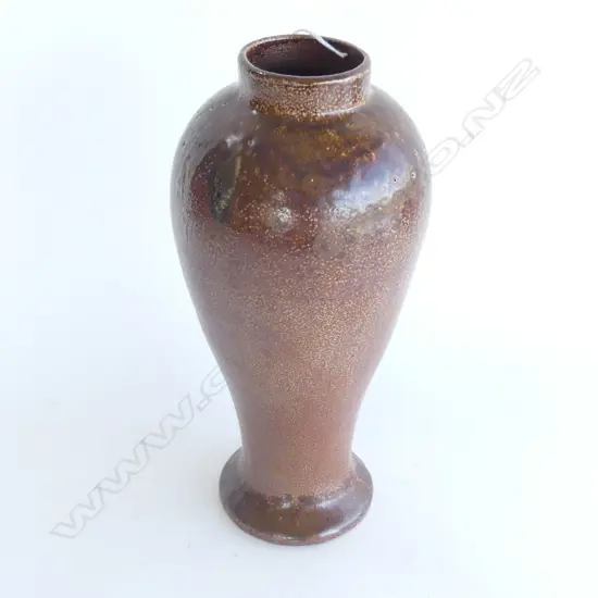 BROWN SALT GLAZED POTTERY VASE H.300mm stamped to base