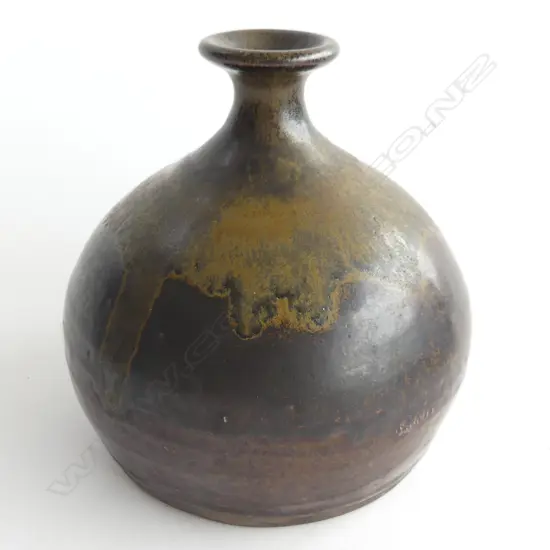 19TH C ANAGAMA BOTTLE VASE LEAF SEAL MARK H168MM