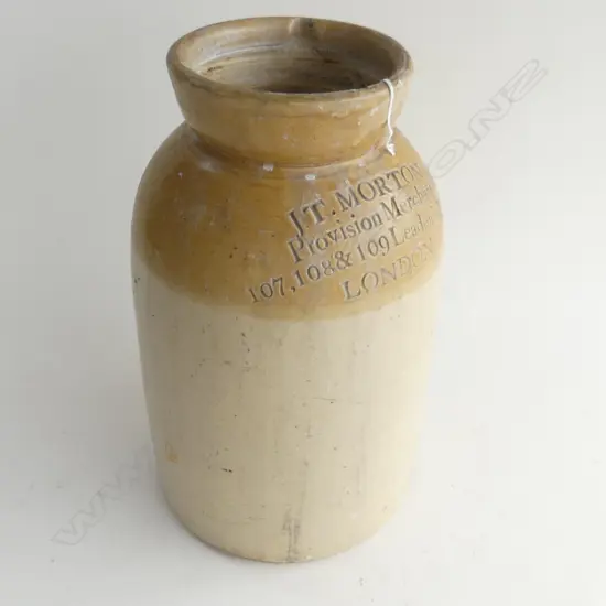 STONEWARE CROCK; J. T. MORTON LONDON REG.1849 H.330mm