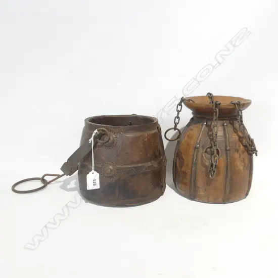 TWO VINTAGE HANGING POTS H. 460, 610MM