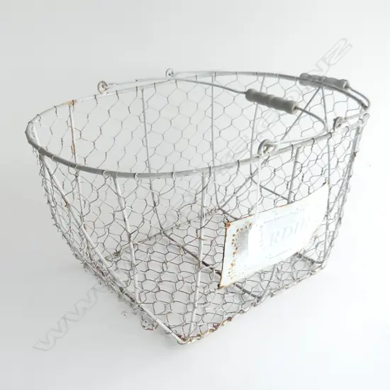 VINTAGE STYLE 'JARDIN' GREY METAL BASKET W.420mm