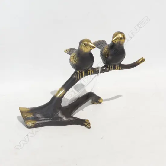 PAIR BRONZE BIRDS ON BRANCH L. 210, H. 140MM