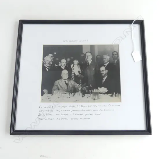 PHOTOGRAPH CHCH ARTS SOCIETY DINNER TITLED & all participants named