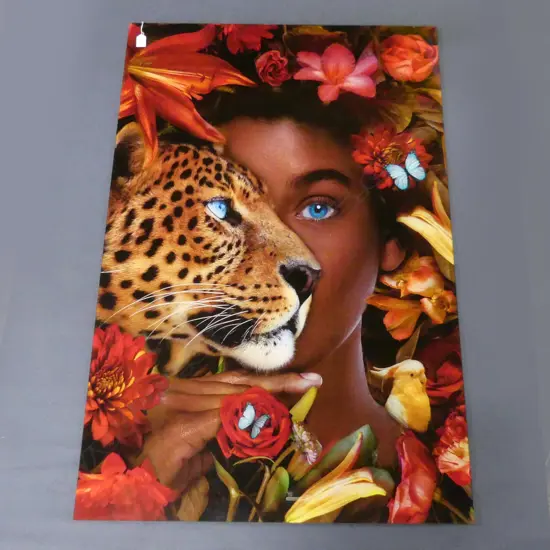 GIRL & LEOPARD PRINT ON GLASS 1200x800mm