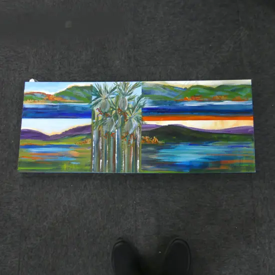 PATRICIA MORTENSEN 'KAIPARA HARBOUR IMPRESSIONS' ACYRLIC 1000x400mm