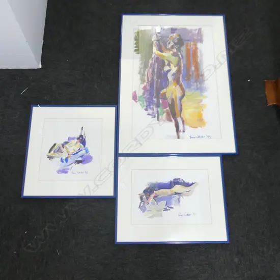 3 FIONA WEBSTER ACRYLIC NUDES; ALL SIGNED & DATED '93 570x375mm