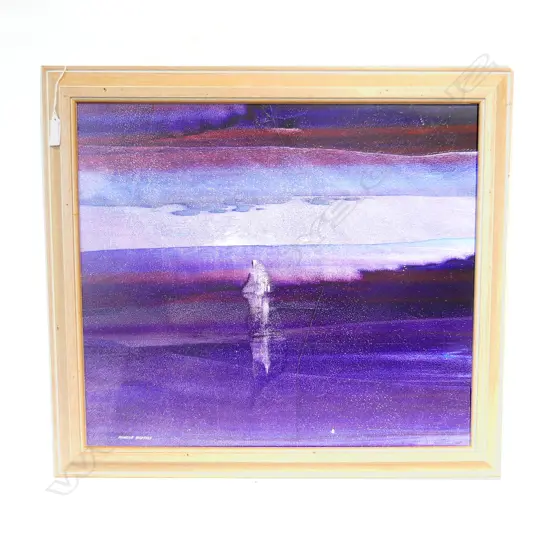 MAURICE BROOKES 'PURPLE BEACH' OIL ON BOARD 420x475mm