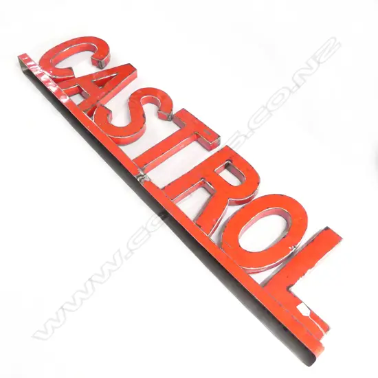 LARGE RED PAINTED TIN 'CASTROL' SIGN  L. 1540MM