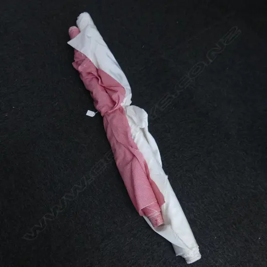2 PART ROLLS FABRIC; RED & WHITE GINGHAM & WHITE SATEEN