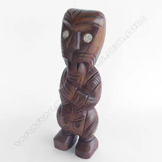 CARVED WOODEN MAORI TEKO TEKO H. 400MM