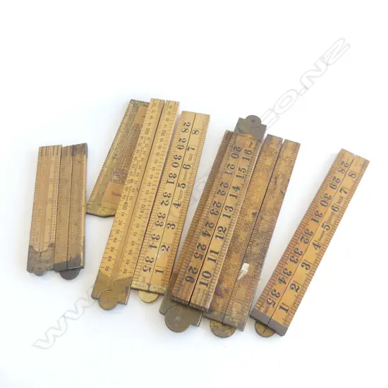 COLLECTION OF 9 VINTAGE WOODEN RULERS